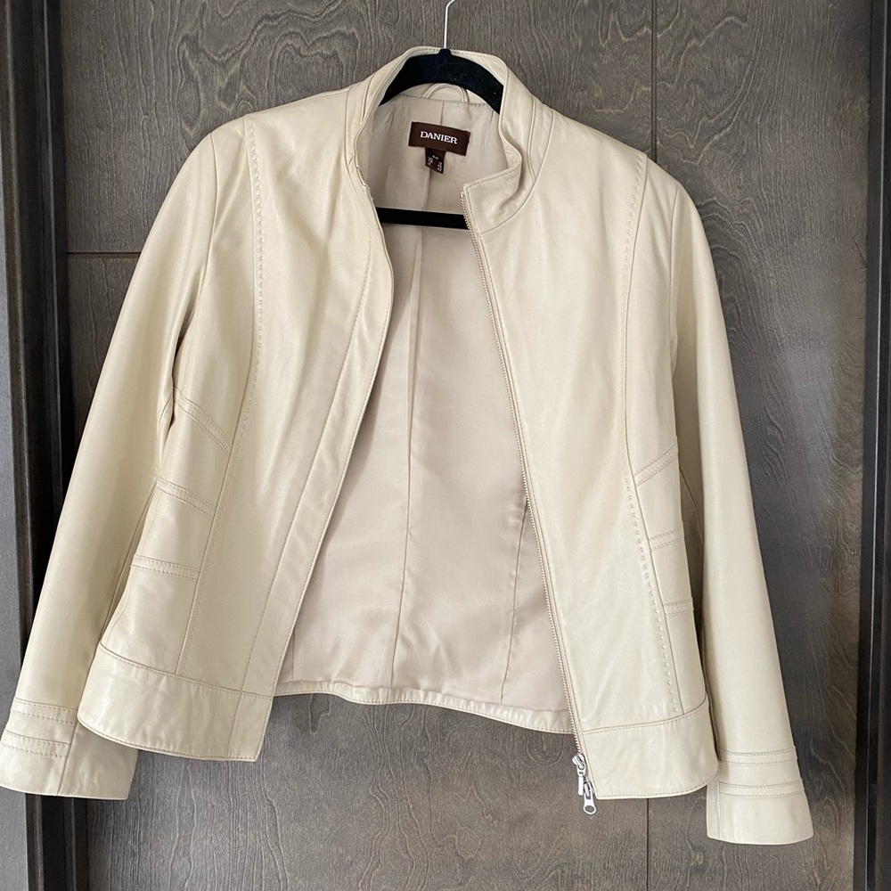 Genuine Cream Coloured Danier Leather Jacket
